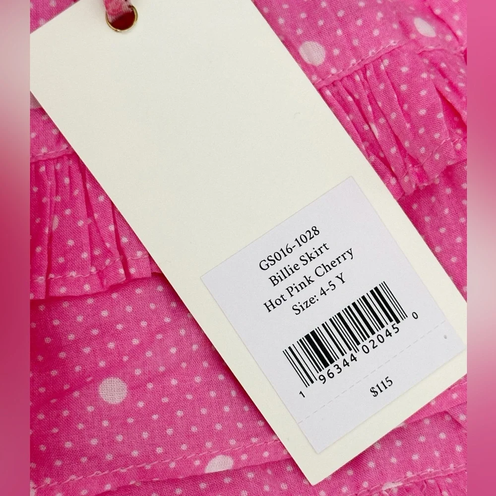 NWT LoveShackFancy Billie Skirt Hot Pink Cherry Size 5-6Y
